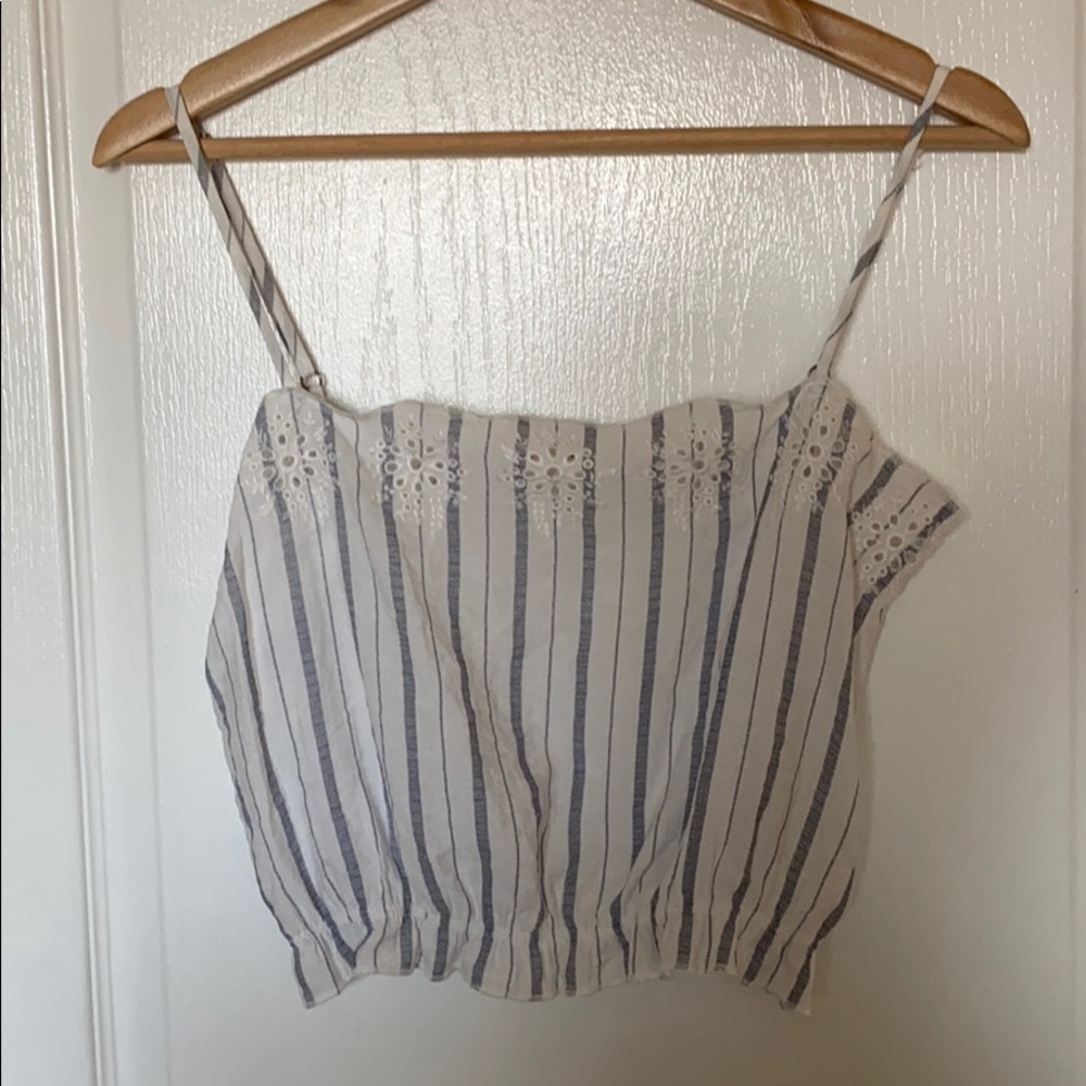 Cropped White & Blue Tank